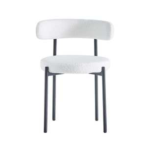 Silla de comedor Locus Bono, sillas de comedor tapizadas modernas, silla de cocina para comedor sin brazos, patas de Metal negro (blanco) - Product Image 2