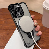 Funda Magnética de TPU de Lujo Anticaídas y Antigolpes para iPhone 16 Pro Max con Soporte Electrochapado, Accesorio Móvil