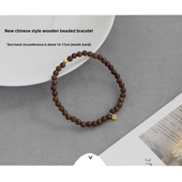 Bracelet tendance en laiton avec perles de bois de santal, style minimaliste chinois, perles de méditation zen, pour femme, usage quotidien décontracté