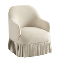 Fauteuils d'appoint rembourrés rayés blancs et rouges de style vintage français pour salon, chambre à coucher, fauteuil à jupe, chaise de coiffeuse à vendre