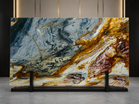 Dalle de quartzite Blue Louise polie veinée pour panneau mural TV, plateau de meuble flottant, comptoir de bar, plateau de table basse en pierre