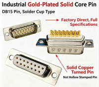 Konektor Betina DB15P-K, Konektor Dsub 15 Pin Rotary Pin Tembaga Padat Berlapis Emas Industri