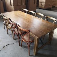 Table de banquet pliante en bois massif rustique pour événements de mariage, table à manger en bois style ferme, vente en gros