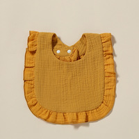 Bavoirs de bébé en mousseline de coton pour bébés Bandana bavoir mousseline unie à volants nouveau-né fille garçon bave bavoir teetching bavoir avec boutons-pression