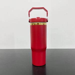 <b>Plastic</b> Double Wall Vacuum Insulated 30oz <b>Mirror</b> Gold Plated Flip Straw Tumbler 6-12 Hours Thermal Performance Laser Engraving - Product Image 3
