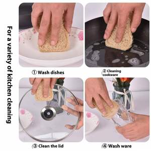 Éponges à vaisselle écologiques douces en loofah naturel à double couche, haute absorption d'eau, résistantes à l'huile et à la saleté - Product Image 2