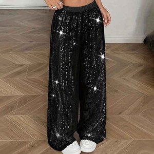 CJ- <span class=keywords><strong>Pantaloni</strong></span> da <span class=keywords><strong>Donna</strong></span> con Paillettes Lucide, Vita Elastica, Gamba Dritta, Casual e Traspiranti, <span class=keywords><strong>Pantaloni</strong></span> Glitterati per Signore - Product Image 4