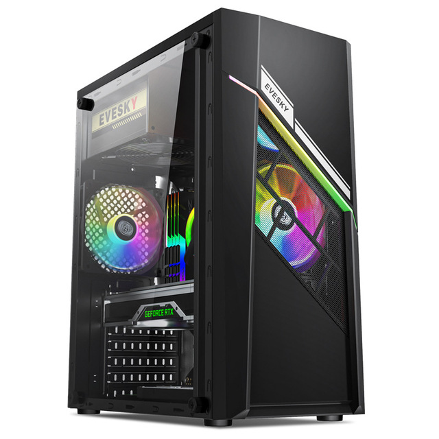 MQ ATX Gaming PC Case Tempered Glass Side Panel Water Cooling Desktop Computer Chassis USB 3.0 Esports Case