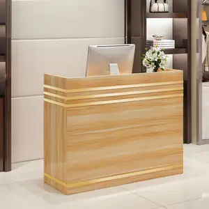 Front Reception Desks Retail Convenience Clothes Store Barber Shop Checkout Counter Customize Logo Small Wood Stainless Steel