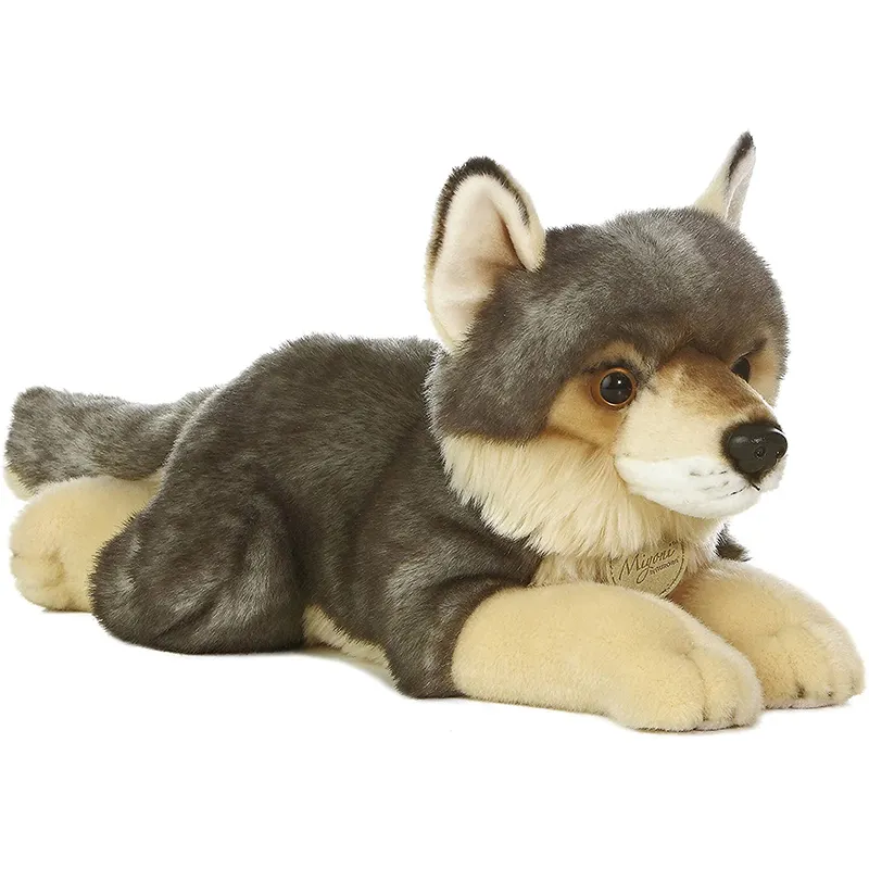 Giant Plush Wolf Soft Body Pillow Large Realistic Stuffed Animal Toy 30" x 10"