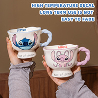Tasse en céramique Disney avec poignée, ensemble de tasses à café écologiques pour couple, pour les fêtes, pour la maison, tasse à café, thé et lait avec boîte cadeau