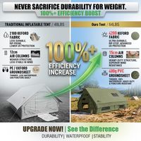 Tente de camping gonflable imperméable pour 4 à 10 personnes, grande tente chaude avec cheminée, quatre saisons avec bâche de toit/sol