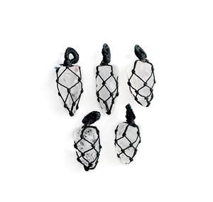 Collier pendentif en cristal brut en macramé de haute qualité avec diamant plaqué argent Style Vintage 51x23 MM Chars de pierres précieuses unisexe - Product Image 6