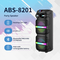 Nuevo Altavoz para Fiestas Dcolor ABS-8201 BT de 8 Pulgadas con LED RGB de 30W, Altavoz Recargable TWS con Micrófono Inalámbrico para Computadora