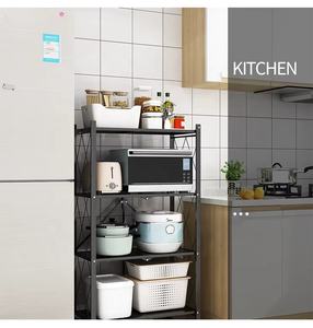 Étagères de rangement pliables à 3, 4 ou 5 niveaux, unités d'étagères métalliques pour le rangement, étagères de cuisine <span class=keywords><strong>sur</strong></span> roulettes - Product Image 3