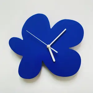 תוספות רטרו נורדי בית קליין כחול פרח שעון אילם שעון דגם חדר שעון קיר קישוט