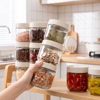 Pot de conservation hermétique en verre avec couvercle à vis en PP, boîte transparente pour aliments secs (haricots, céréales, noix, flocons d'avoine), pot de cuisine pour garde-manger