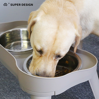 Bols pour chiens anti-renversement en plastique surélevés pliables pour animaux de compagnie, bols d'alimentation multifonctionnels