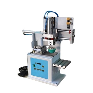 Machine d'impression tampon pneumatique à 1 couleur pour contenants cosmétiques horizontaux à coupelle d'encre fermée, type stylo - Product Image 1