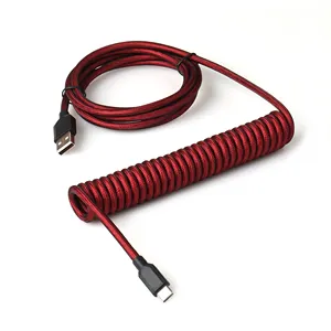 paracord coiled keyboard cable flat usb cable type c braided usb c to usb a cable type c