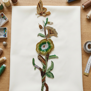 Ornement suspendu en feutre non tissé fait main, brodé de fleurs perlées, pour la décoration de la maison - Product Image 1