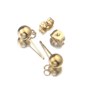 Boucles d'oreilles clous classiques en acier inoxydable plaqué or, 4 mm et 6 mm, gravables, bijoux de mode perlés Aceworks ACS054 - Product Image 4