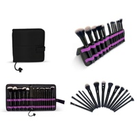 Nouvel ensemble de 15 pinceaux de maquillage professionnels vegan à manche en bois noir, marque privée, pour le visage