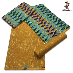 Vente en gros 2 + 4yards Kente Design impression à la cire 100% Con tissu imprimé africain tissus ankara