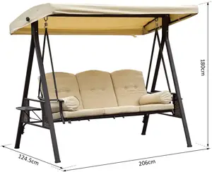 Kursi Ayunan Gantung Telur 3 Orang, Furnitur Gantung Teras Luar Ruangan Taman, Kursi Ayunan Teras dengan Kanopi Digunakan