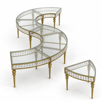 Table à manger Simpson en verre doré et acier inoxydable, design serpentin de luxe avec cristaux, moderne, pliable, durable, pour hôtel