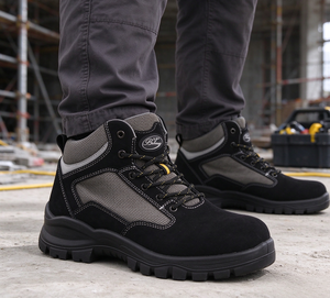 Bottes de sécurité montantes en acier pour hommes, imperméables, en cuir, antidérapantes, anti-perforation, pour le travail industriel et la construction - Product Image 5