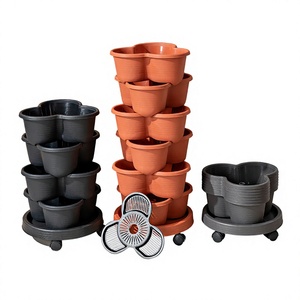 Maceta Apilable Vertical de Plástico <span class=keywords><strong>BC</strong></span> Modern Farmhouse, Maceta Decorativa de Múltiples Niveles para Flores, Torre de Jardín - Product Image 4