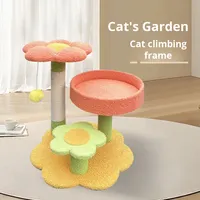 Structure d'escalade pour chat à 3 niveaux en bois écologique de style moderne, avec planche à gratter et à sauter, motif uni, emballage personnalisé, 18,9 pouces, pour salon