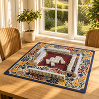 Tapis de mahjong imprimé par sublimation haute fidélité OMM OEM, base en caoutchouc antidérapante, réduction du bruit, tapis de table de mahjong américain