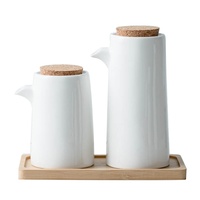 Japanese Style Ceramic Seasoning & Condiment Set with Spout for Kitchen Use Oil Soy Sauce Vinegar Salt