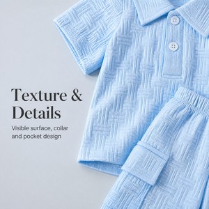 高品質サマーキッズ服スーツ 0-36ヶ月 ファッションベビーボーイ 半袖ポロシャツ ショートパンツ 2点セット - Product Image 5