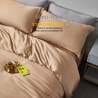 Draps ajustés en Satin de soie couleur champagne, ensemble de literie de luxe, housse de couette 19mm, 4 pièces