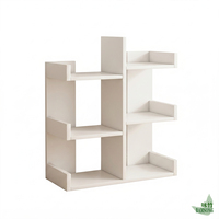 Étagère de présentation de livres à 6 niveaux, support irrégulier minimaliste double fonction pour rangement et exposition, idéal pour chambre et salon (coin)