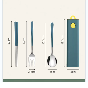 Korean Style Portable Stainless Steel 304 Spoon Fork Chopsticks <b>Kits</b> with High Quality Pull Picnic Box - Product Image 4