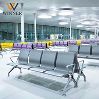 Banc d'attente triple moderne en PU pour aéroport, 3 places, avec structure métallique, idéal pour hôpital, gare, centre commercial et extérieur