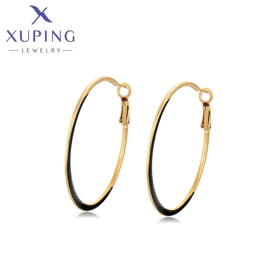 T000719863 xuping jewelry 2023 vintage geometric circle stainless steel huggies bridal brand fashion simple earring