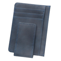 Dompet Kartu Tipis Kulit PU Crazy Horse Logo Kustom dengan Penjepit Uang Magnetik, Tempat Kartu Kredit, ID, dan Kartu Bank