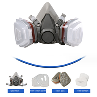 Demi-masque à gaz réutilisable en silicone avec protection anti-gaz et anti-poussière, lunettes de protection et bouchons d'oreilles