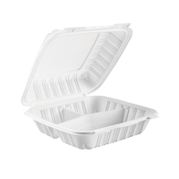 Boîte à lunch carrée jetable biodégradable à 3 compartiments, compatible micro-ondes, en plastique, pour supermarché, restaurant, sandwich