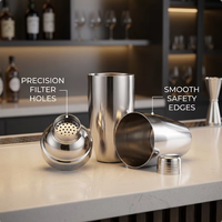 Shaker à cocktails en acier inoxydable 18/8 avec logo personnalisé, anti-fuite, pour cocktails, martinis, bars, restaurants, hôtels, fêtes à domicile, vente en gros