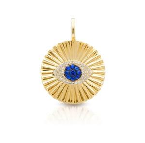 Bijoux fantaisie en or 18 carats, argent sterling 925, diamant CZ, saphir bleu, charme rayons d'œil - Product Image 1