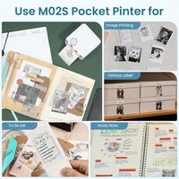 Printer Foto Termal Mini Portabel Phomemo M02S 300dpi untuk Pelajar, Antarmuka Nirkabel BT/USB, Cetak Kertas Berwarna