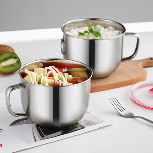 304 Stainless Steel Rice Bowl 10cm Diameter With Lid And Handle Airtight For Home Use - Product Image 2