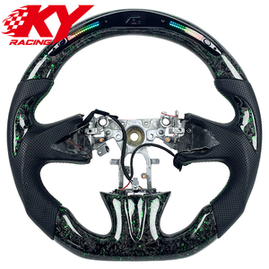 Volante deportivo personalizado de fibra de carbono forjada verde con cuero negro y LED RPM, adecuado para Infiniti Q50 Q50s Q50L Q60 Q60s Q70 - Product Image 1