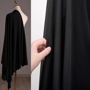 Black Drapey Cotton Polyester Fabric, Soft Breathable Light Suede Cloth by Yard for Dress Shirt Curtain & DIY Crafts - Product Image 1